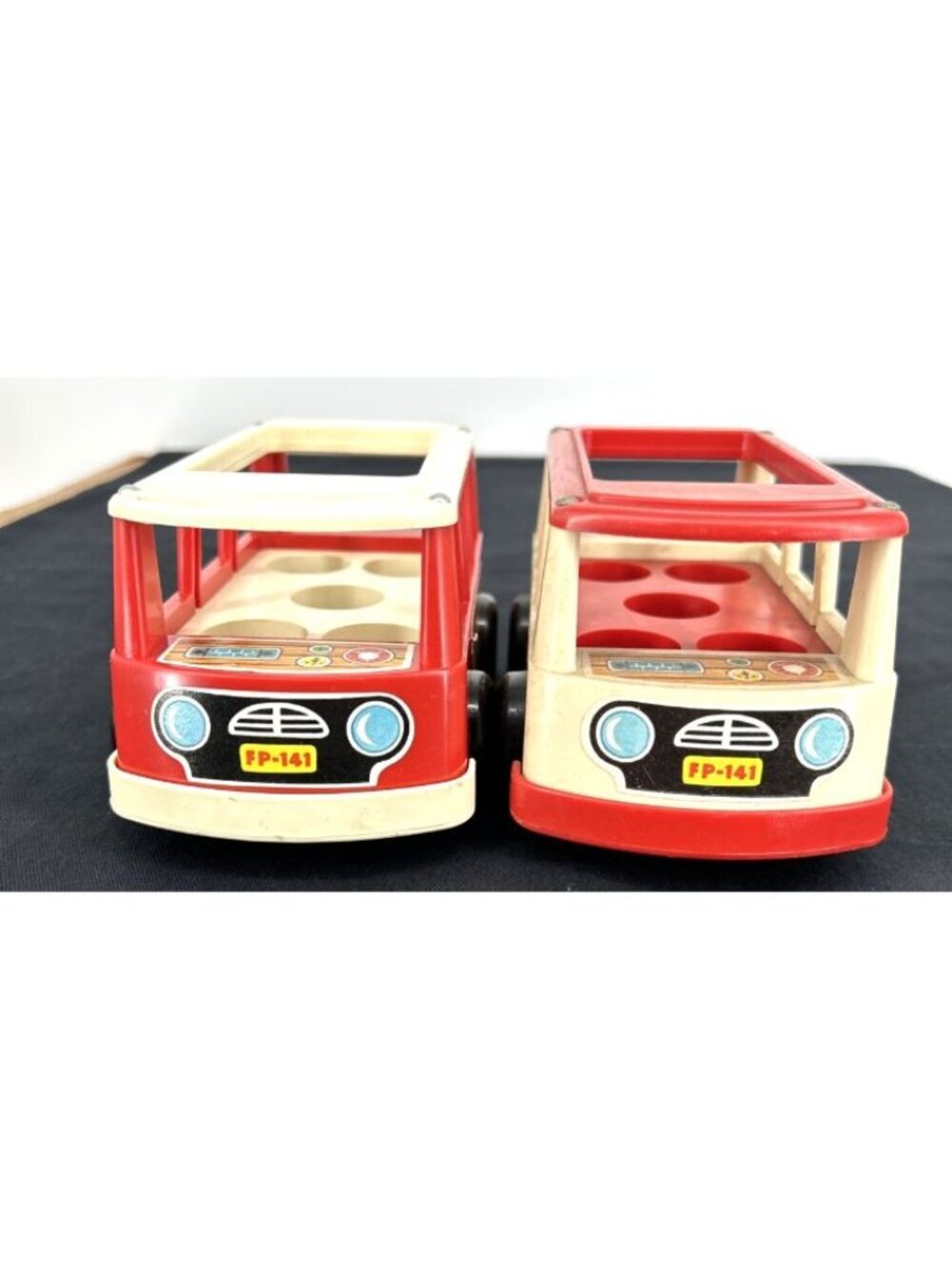 Fisher Price Mini Buses #141 Lot of 2 Red/White Made USA 1969